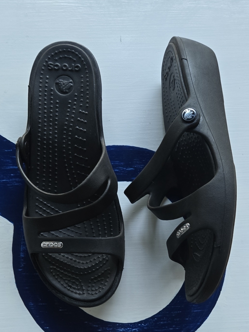 Crocs "Patricia" Black Rubber Demi Wedge Sandal Size US 7